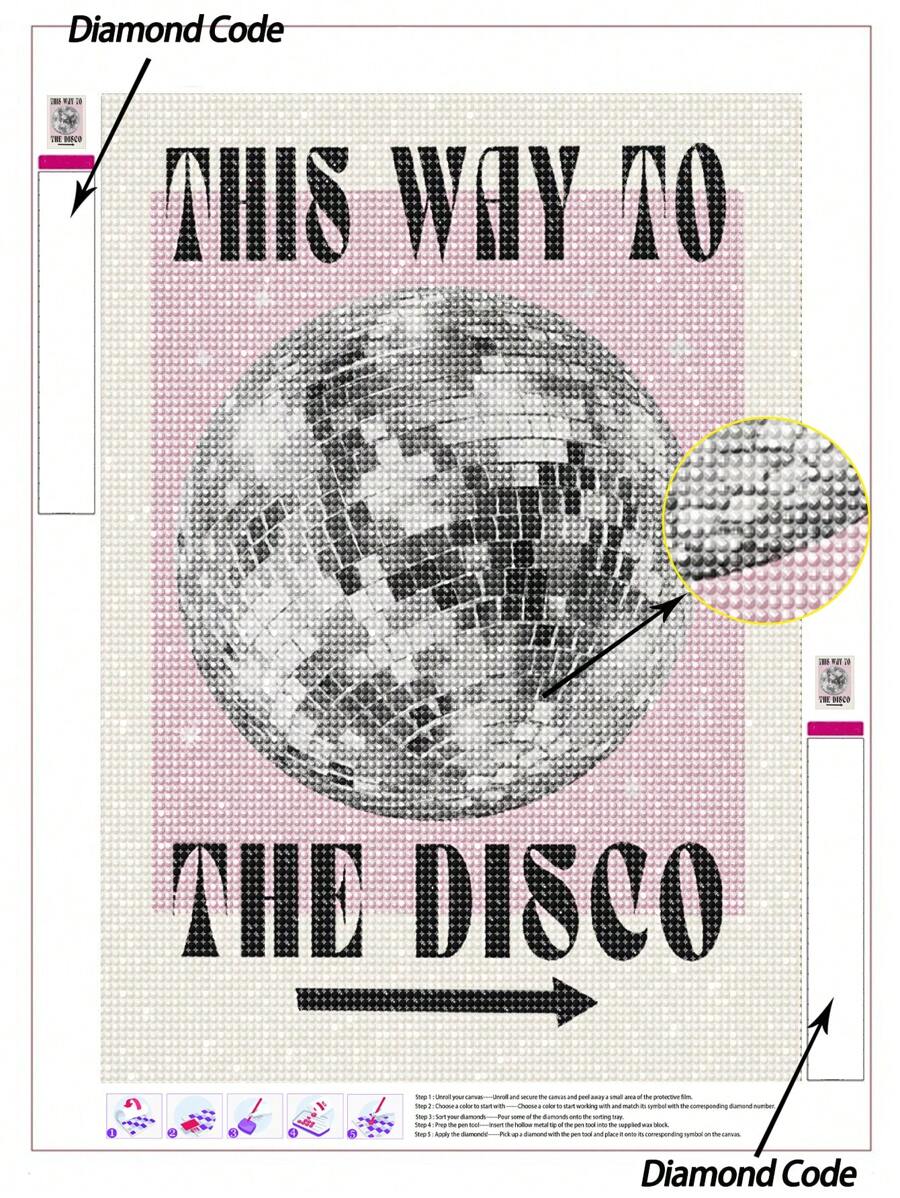 1 件 5D DIY 钻石艺术画迪斯科标志，闪亮钻石画工具套件，适用于派对室、酒吧或舞厅墙壁装饰
