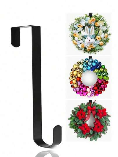 2个装圣诞花环挂钩，圣诞花环挂钩，前门花环挂钩，花盆门钩，派对花环装饰，金属花环挂钩，欢迎牌挂钩，适合杂物收纳，悬挂喂鸟器、花盆、栅栏、泳池杆等，各种节日花环圣诞装饰家居圣诞礼物圣诞装饰品