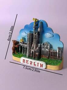 1pc Creative 3D City Tourism Souvenir Fridge Magnet, Handmade European German Refrigerator Magnets, Decorative Personalized Ins-Style Sticker - Multicolor - View 18