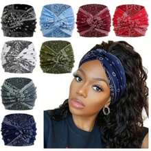 4 Packungen Vintage Paisley Muster Stirnbänder, bunte Bandana Sport Schweißbänder, Yoga Haarzubehör, Boho Stil, Polyestermaterial elegante Haarbänder