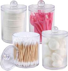 1 Pack Acrylic Qtip Holder Dispenser,Bathroom Canisters Apothecary Jar Set, Vanity Makeup Storage Organizer Set, 12 Oz - 10oz One With Gap 4p - View 8