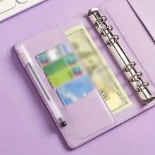 1pc Customized A6 PU Leather 6-Ring Binder Notebook Fashion Design Personal Notebook Cover Magnetic Closure Can Be Used For Cash Budget Storage & Photo Album For Women Wallet Mini Wallet Purse Wallet Wallet - Multicolor - View 6