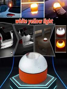 LED汽车应急灯手电筒磁感应频闪灯道路事故灯警示灯配件 - 白黃 - 查看 13