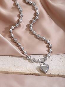 ZIRUISP 1件朋克风钛钢银珠十字架吊坠项链，适合女性日常佩戴，基督教信仰饰品，洗礼礼物 - 銀色 - 查看 3