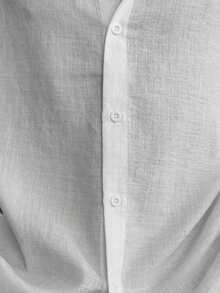 男士复古风纯棉亚麻质感长袖衬衫，四季皆宜，休闲百搭，尽显绅士风度，秋季必备单品 - 白色 - 查看 4