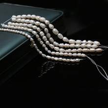 1 String Natural Freshwater Pearl Beads, Rice Shape, Loose Beads For Jewelry Making DIY Fashion Bracelet Necklace Accessories (Approx. 18cm Length, AAA Gray Approx. 36cm Length)