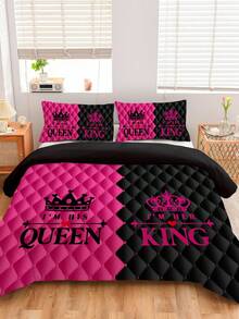 3pcs Diamond Patchwork Crown Duvet Cover Set, Comfortable Bedding, 1 Duvet Cover + 2 Pillowcases, Made Of Skin-Friendly 100% Polyester Fiber, Suitable For Bedroom, Dorm, Or Travel - Multicolor - View 5