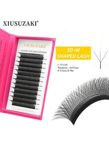 12 Rows 3D Pre-Made Cluster Eyelashes, Automatic Blooming W-Shape, Natural & Soft False Eyelashes For Lash Extension - Black - View 2