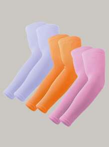 3 Pairs Cooling Arm Sleeves, Arm Sleeves Breathable, Stretchable, Quick Drying For Sports & Daily Use, Ice Fabric, Elastic Fit, Sun Protection Accessory For Summer Activities, Cycling