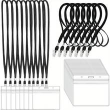 5/10/36 piezas Portador de tarjeta de identificación con nombre horizontal transparente de plástico con clip y cordón