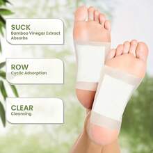 100片艾草、姜油、竹炭深层清洁足贴，天然成分足部护理贴，有效促进足部健康，缓解压力，中药 - 白色 - 查看 6