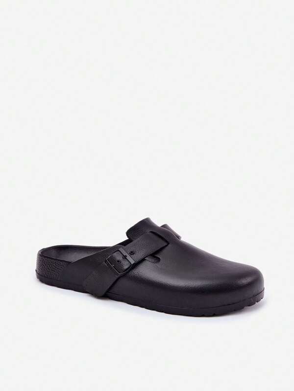 Schuimklompen voor heren met grote stergesp, comfortabele zomerstrandslippers RR174A022 Zwart