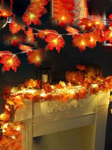 LED 枫叶灯串 8 种照明模式秋季家居装饰枫叶花环带灯电池供电灯串，感恩节万圣节秋季装饰室内户外秋季万圣节装饰灯家居装饰派对装饰万圣节装饰房间装饰万圣节花园装饰礼物仙女
