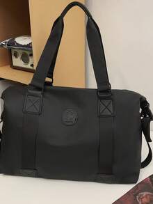 Large Capacity Solid Color Travel Bag, Water Resistant Minimalist Unisex Travel Duffel Bag For School School Accessories School Stuff Travel Essentials Holiday Vacation Duffle Bag Luggage Suitcase Travel Bag For Women - Black - View 4