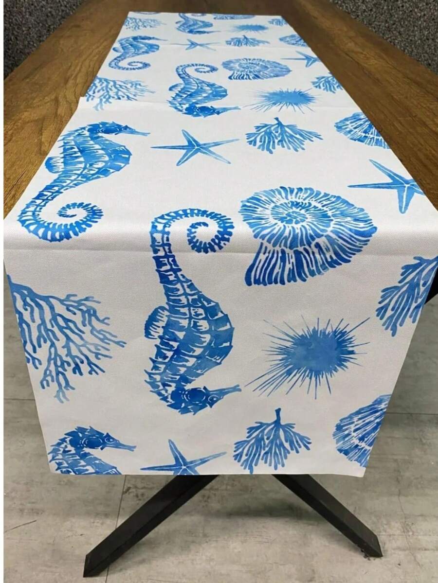Realizzato in Turchia - Elegante Runner da tavolo 40x140 cm Decorazione moderna da tavola per la cena - Blu - Visualizzare 1