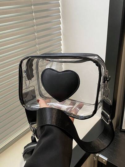 2 piezas Juego de bolsas transparentes con monedero, bolsa cuadrada pequeña de PVC impermeable, bolso cruzado de gran capacidad versátil, verano 2026