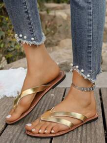 2025 Latest Women's Sandals - Toe Strap Design - Hollow Out - Home & Beach Casual - Plus Size - Versatile - Women Flat Sandals