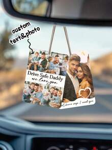 1pc Personalized Father's Day Blessings Car Air Fresheners Hanging Scented Felt Cards For Car. Custom Air Rectangle Fresheners With Picture And Text ,Custom Photo Text Air Freshener For Car Wardrobe Bathroom Hanging Ornaments. - Multicolor - View 1