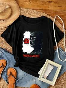 180g Pure Cotton New Model Army 'Vengeance' (Black) T-Shirt - NEW & OFFICIAL!  Casual For Women Comfortable Print Round Neck Short Sleeve Summer Men's Designer Clothes Graphic Soft Fashion Stylish Streetwear Versatile Unisex Breathable Slightly Stretchy Top For Everyday Wear