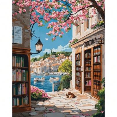 1pc Flowers Tree Paint By Numbers Kits For Adults Beginner Acrylic Canvas Painting With Numbers For Home Wall Decors 40x50cm/16x20inch Without Frame