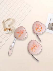 1pc Custom Heart Shape Mini Measuring Ruler, Custom Name And Fashion Design, Portable Cute PU Leather Tailor Sewing Tool, Clothes Measuring Ruler, One-Key Retract Ruler, Waist Circumference And Body Measuring Ruler,For School Supplies,Back To School