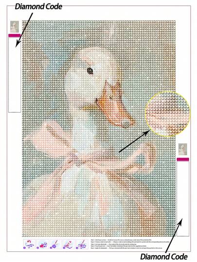 1 st. chic anka i rosa rosett 5D DIY diamantmålningskit, bedårande djur diamantbroderi med kompletta diamantmålningsverktyg för väggkonst i rummet