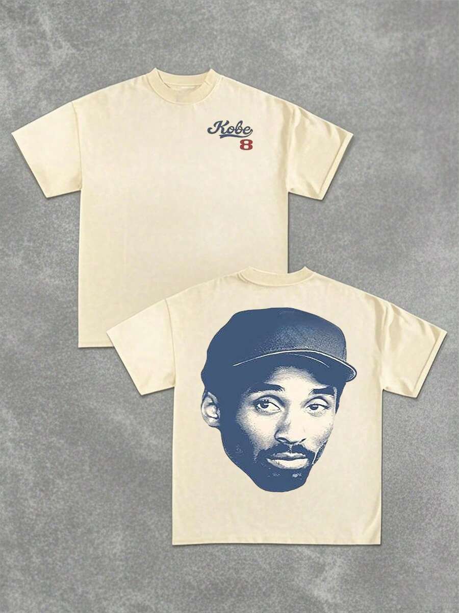 1Pcs Men's Plus Size220g 100% Cotton Tee   Double Sided Digital Printed T Shirt   Street Style