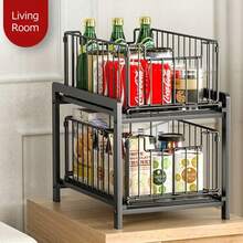 Under Sink Organizer And Storage, 2-Tier Drawer Organizer With Pull-Out Basket, Pull-Out Organizer Under Sink Cabinets, Metal Sliding Drawer For Kitchen, Bathroom, Pantry, Cabinet Shelf