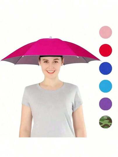 1 件免提伞帽 - 防紫外线弹性头带雨伞适合露营、钓鱼、远足和户外活动 | 便携式轻质防晒装备