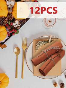 2/6/12/240 Stücke Halloween Feiertags Servietten Einfarbig mit strukturierter Knitteroptik, geeignet für Küche, Esszimmer, Picknick, Feiertage, Treffen, Heimdekoration - Orange - Übersicht 11