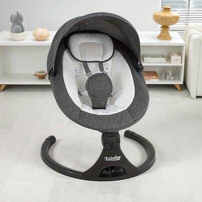 Portable Baby Swing Infant Swing Baby Swing Baby Swings For Newborn Baby Girl Swing Suitable For Indoor And Outdoor, Baby Swing With Music Speaker, Timing Functions,5-Point Stable Protection,Soft Breathable Seat,For 0-9m 5-20 Lbs Indoor And Outdoor, Folding And Carrying-GREY