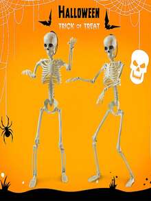 1件装，万圣节骷髅骨架，鬼屋布置道具，酒吧装饰道具，骨骼关节可活动，头部和起重机可拆卸，万圣节派对装饰 - 白色 - 查看 4