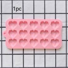 1pc 15-Cavity Heart Shaped Silicone Chocolate Mold, Heart Candy Cookie Mold