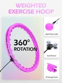 JLoibao Weighted Circle With 32 Links(66 Inch),Weighted Ball For Adults Weight Loss, Fitness Hoop Plus Size For Women Smart Exercise Equipment - Purple - View 2