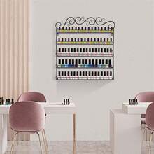 Five Layer Iron Nail Polish Display Rack - Black  Wall-Mounted Metal Nail Polish Display Rack, Simple Floating Wall Mount Shelves, Essential Oil And Perfume Combo Rack, For Nail Salon - Schwarz - Übersicht 1