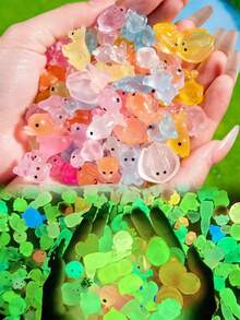 5/10/30/50/100pcs Glow-In-The-Dark Resin Animals, Resin Realistic Mini Glow-In-The-Dark Small Animals, DIY Cartoon Toys Micro Landscape Decor, Surprise Gift Pack, For Craft Dollhouse, Pranks, Garden Decor, Miniature Figurines, Toys, Miniature Statues, Turtles, Resin Animals, Mini Toys - Multicolor - View 5