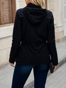 Chamarra Cazadora Larga Para Mujer Con Forro De Peluche