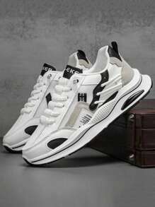 Zapatos deportivos con cordones y amortiguación de impactos, antideslizantes para hombres, diseño de marca, duraderos y cómodos para correr, entrenar y hacer ejercicio al aire libre. Zapatos casuales versátiles y cómodos mocasines sin cordones para hombres.