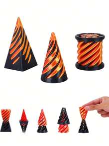 1 pieza/2 piezas Juguete reversible en espiral cónico cilíndrico impreso en 3D, Juguete giratorio de estructura en espiral para escritorio, regalo de fiesta de cumpleaños, accesorio para adolescentes, juguete antiestrés de giroscopio - Multicolor - Ver 7