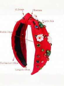 1 件圣诞老人头带，打结宽边面料交叉顶结头饰，适合圣诞派对、舞台表演、发带、发箍、发饰 - 彩色 - 查看 6