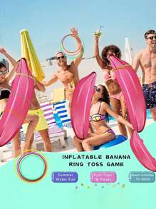 5 Stücke - Fixierter aufblasbarer Bananenring Wurfspiel Set, auflässbares Bananen-Ring Wurf Spiel geeignet für Junggesellinnenabschied, Jungfernabsteiger Party, Braut Party Dekoration, Verlobungsfeier, Lingerie Party, Weihnachten tag, Abschlussfeier (1 Banane und 4 Ringe)