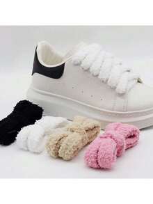 2 pares de cordones de zapatos suaves y esponjosos - de unicolor, casuales, lavables a mano - Multicolor - Ver 2