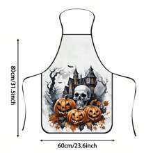 1pc Halloween Witch Cauldron Print Apron, Durable Polyester Material, Suitable For Cooking, Barbecue, Gardening, Painting, Manicure, Unisex, Indoor And Outdoor Use