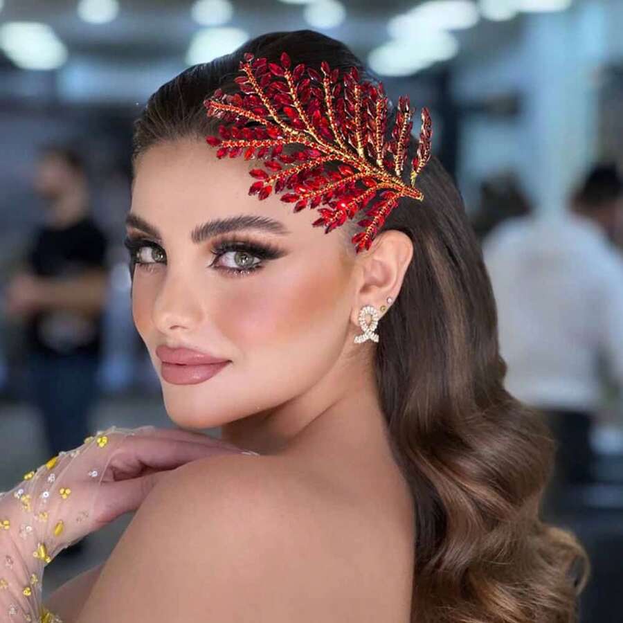 1pc Women Rhinestone Red Bridal Headpiece, Suitable For Wedding, Ceremony, Party Valentine's Day Accessories