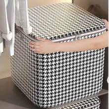 Caja de almacenamiento plegable grande de 110 litros, caja de almacenamiento no tejida grande, caja de almacenamiento de colchas, caja de almacenamiento de ropa doméstica - Negro - Ver 1