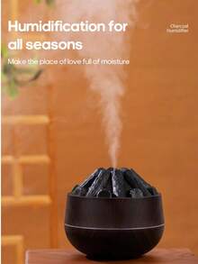 USB Powered Portable Simulated Charcoal Flame Humidifier, Aromatherapy Essential Oil Diffuser, Air Humidifier Ambient Light, Great For School Dorm Homes And Offices, Study Rooms, Yoga Rooms, Single Room Desktop Diffusers, Perfect Christmas Or Valentine's Day Gift! - 黑色 - 查看 3