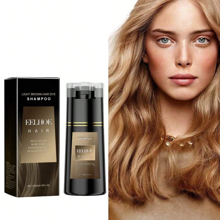 200ml Light Brown Hair Dye Shampoo Is A Shampoo Used To Cover White Hair. It Is A Soluble Brown Hair Dye Shampoo, A Long-Lasting Brown Hair Dye, Easy To Use, And A Semi Permanent Hair Dye Hair Care Product - Nâu nhạt - Xem 1