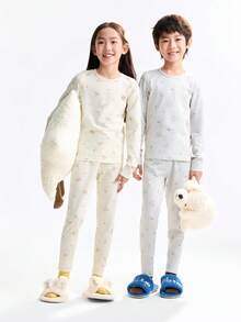 Annil 女童装 女童装 男童装 女童装 青少年装 秋季衬衫和裤子套装 家居保暖衣服 印花打底 秋季衬衫和裤子 - 黃色 - 查看 3