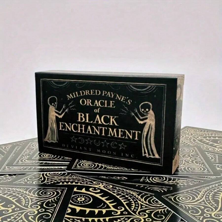 Black Magic: Waning Moon Oracle Deck - 52 Double-Sided Embossed Cards For Enchanting Tarot & Oracle Readings - Black - View 1