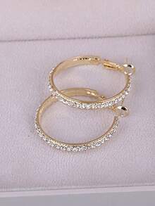 1 par de pendientes de aro con strass chapados en oro, adecuados como regalo de vuelta al colegio para maestros y compañeros de clase - Oro rosa - Ver 1